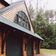 detail of garage doors and window
